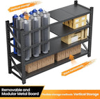 68”W Garage Shelving Units, 8000LBS Storage Shelves Heavy Duty, 24" Deep Metal Shelving Rack, 4 Tier Tall Steel Industrial Shelving , Adjustable Standing Shelf for Warehouse / Shop 68"W x 24"D x 64"H