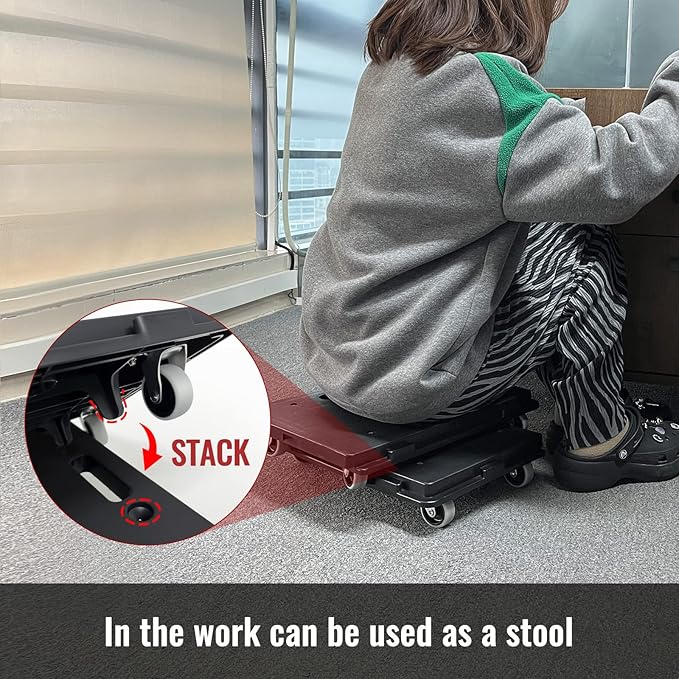 Furniture Dolly,Moving Dolly 4 Wheels Heavy Duty,16in-11in 500lbs Capacity,Furniture Movers Dollys with Wheels,4 Wheels Small Flat Dolly Cart, 2 Pack, Black,Grey Wheel