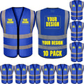 BeautyWill Custom Safety Vest Customized Logo Class 2 High Visibility Reflective Vest with Pockets Construction workwear