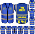 BeautyWill Custom Safety Vest Customized Logo Class 2 High Visibility Reflective Vest with Pockets Construction workwear
