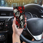 Car Registration and Insurance Holder,Leather Vehicle Glove Box Organizer Wallet for Document,Perfect for any Car,Truck,Motorcycle,Driver License,Trailer or Boat,Men & Women,Skull Red Rose