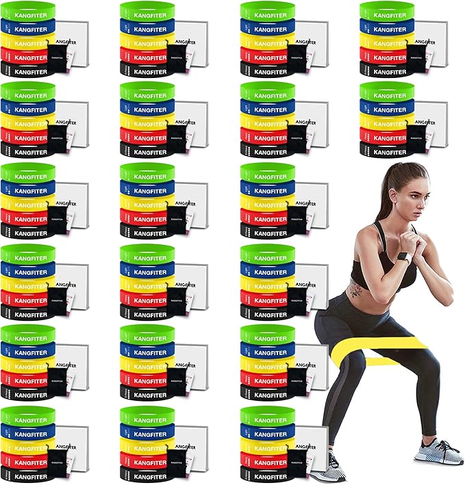 100 PCS Bulk Resistance Bands, Loop Exercise Bands Set for Gym Members Sports Class Students Gift, 5 Pieces Each Set with Storage Bag, Fitness Bands for Outdoor Home Gym Yoga Pilates