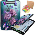 Clipboard with Storage,Heavy Duty Plastic Storage Clipboard with Low Profile Clip,Teacher Must Haves,Office Supplies,Pink Butterfly Flower