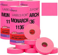 Perco Fuorescent Pink Pricing Labels for Monarch 1136 Price Gun – 3 Sleeves, 24 Rolls Value Pack - 42,000 Price Marking Labels – with Ink Rolls Included
