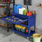 3 Tier Rolling Tool Cart On Wheels, Heavy-Duty Utility cart Service Cart with Locked Drawers for Garage, Warehouse, Repair Shop, Workshop