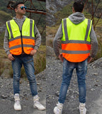 zojo High Visibility Safety Vests With Pockets, Pack of 10，Wholesale Reflective Vest for Outdoor Works, Cycling, Jogging, Walking,Sports - Fits for Men and Women (XL-Mix Yellow & Orange)