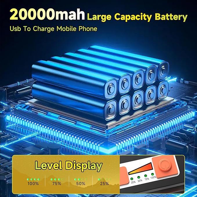 200W LED Solar Work Light, Sinear 20000LM Magnetic Portable Light, 20000mAh Rechargeable with 5 Modes, IP66 Waterproof for Outdoor Camping, Car Repair, Building, Workshop, Garage, Emergency