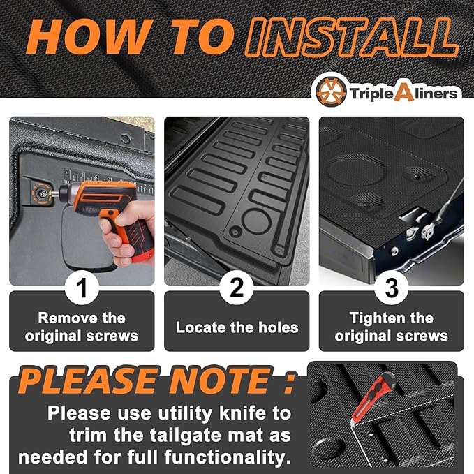 TripleAliners Tailgate Mat for 2019-2025 2026 Chevy Silverado & GMC Sierra 1500 Multipro Tailgate Accessories Liner Protector All Weather TPE Custom Fit (Won't Fit Standard Tailgate/Drop-in Liners)
