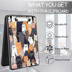 Clipboard with Storage, High Capacity Plastic Storage Clipboard with Low Profile Clip for Women Teachers Work, School & Office Supplies, Cute Pattern Decorative Clipboards, Cat