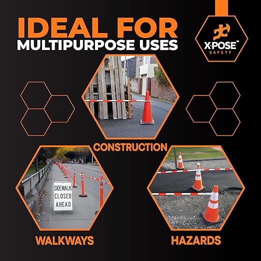 Xpose Safety Heavy-Duty White Plastic Connector Rings (6 Packs) | Universal Replacement End-Loops for Safety Cone Retractable Bar & Pole Barriers
