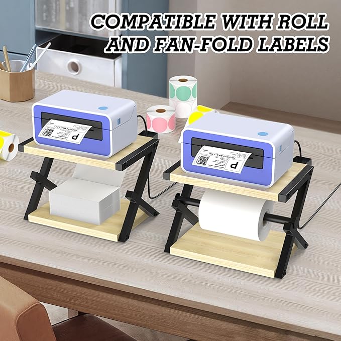 Alyoen Label Holder for Rolls and Fan-Fold Labels, Shipping Thermal Label Holder for Thermal Printer, Desktop Label Printer Accessory Supplies for Home, Office, Small Business