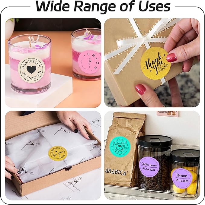 2 inch Dot Stickers Labels Circle Garage Sale Sticker 750Pcs Round Thermal Printer Stickers Printable Writable Price Labels for Yard Sale, Gold