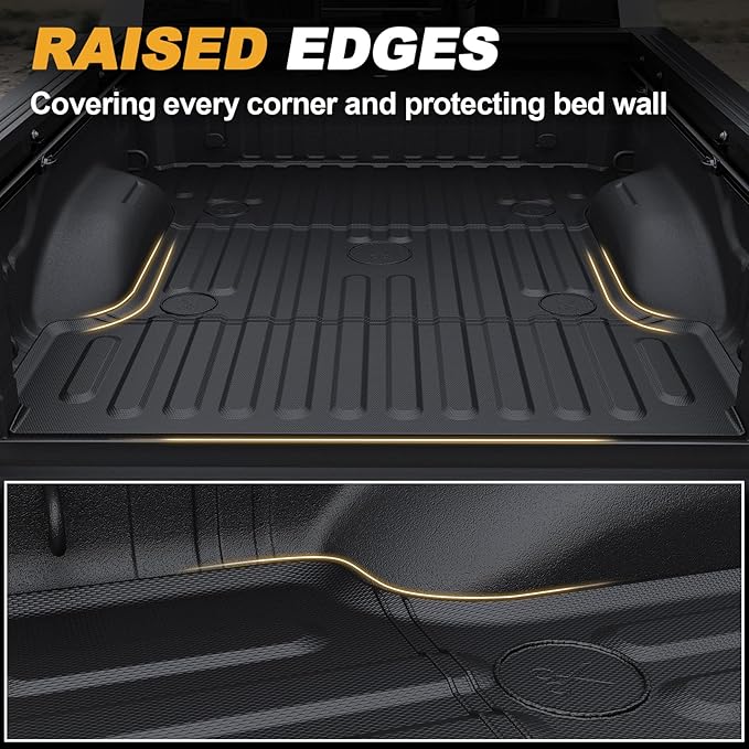 Truck Bed Mat for Dodge Ram 1500 2002-2018 & Ram 2500/3500 2002-2026 & Ram 1500 Classic 2019-2024 (Not for Optional Rambox), All Weather Truck Bed Liner 6.4FT 76.8'' TPE Cargo Mat