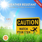 T&R Caution Watch Your Step Signs - 2 Pack - 10 x 7 Inches Rust Free .040 Aluminum -Reflective, UV Protected, Waterproof, Weatherproof and Fade Resistant - 4 Pre-drilled Holes