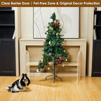 Modern Frame Clear Acrylic Freestanding Pet Gate - 24" High Extra-Wide Folding 4-Panel Dog Barrier for Doorways, Stairs & Large Openings, Indoor Fence for Dogs, Puppies & Cats