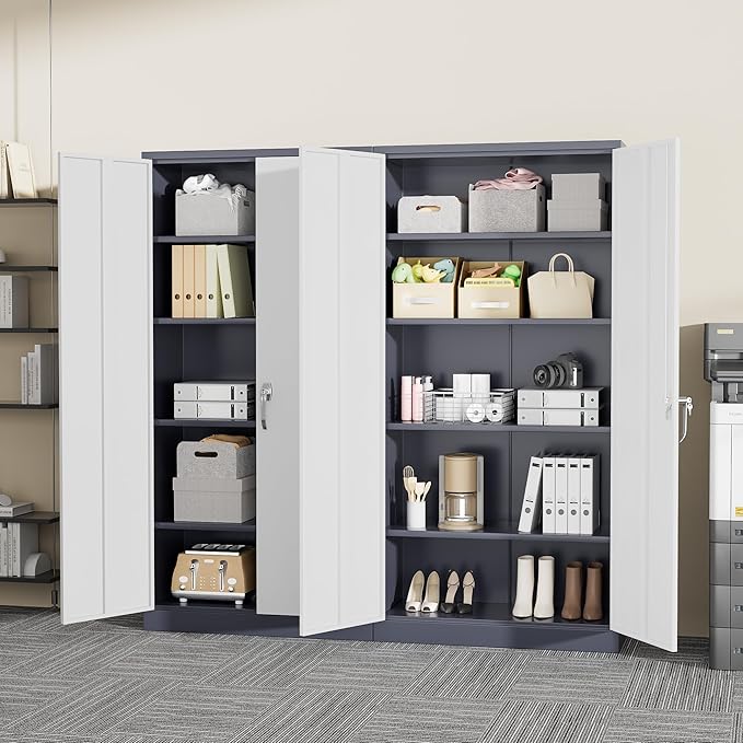 Greenvelly Metal Storage Cabinet with 2 Doors and 4 Adjustable Shelves,72" Locking Metal Garage Cabinet, Steel Tool Cabinets, Lockable Filling Cabinet for Home, Office, Garage, School(36" W x 18" D)