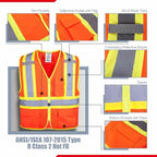 KAYGO Safety Vest with Pockets - High Visibility Reflective Vest ANSI Class 2 Construction Vest