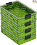 SIDIO Quarter Crate 4 Pack of Stackable Storage Bins - Organizer Bins with Dividers for Garage Organization, Home Storage - Heavy Duty Plastic Containers - 19.16” x 12.75”x 4.57” (Slime)