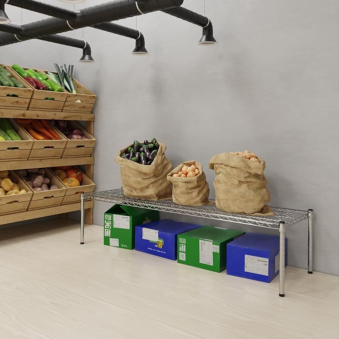 18''W x 60''L x 14''H Chrome Plated Wire Dunnage Rack | Off The Floor Storage