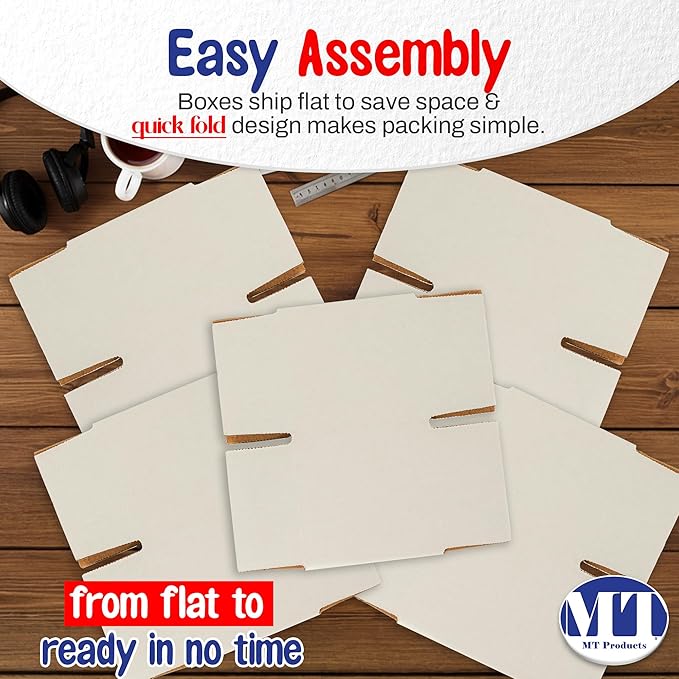 MT Products Sturdy White Corrugated Cardboard Shipping Boxes 5" x 5" x 5" - Small Mailing/Moving Boxes for Transport - Pack of 10