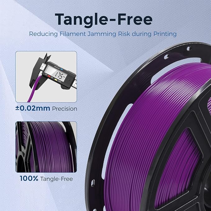 FLASHFORGE PETG Pro Filament 1.75mm Purple, 3D Printer Filament 1kg (2.2lbs) Spool, Dimensional Accuracy +/- 0.02mm, 3D Printing Filament for Various Mechanical Parts, Waterproof Parts