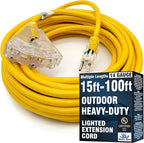 50 ft Outdoor Extension Cord Waterproof - 14 Gauge Heavy Duty Extension Cord 50 ft - Lighted Outdoor Extension Cords with Multiple Outlets - Watts Wire - 50' Grounded - extensiones electricas