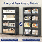 600 QT Extra Large Stackable Storage Bins with Lid, 150 Gal Collapsible Storage Box with Wheels, Folding Closet Organizers and Storage Cabinet with Doors for Home, Kitchen, Office, 3Pack Black