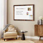 4 THOUGHT Dry Erase Board, 24" x 18" Magnetic Whiteboard Brown Vintage Wood Frame Wall-Mounted White Board Decorative Notice Board School, Office, Home, 8 Magnets 4 Markers 1 Eraser