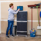 Sunnydaze Lockable Storage Cabinet - Indoor or Garage Storage Cabinet with 3 Adjustable Shelves - 57.5" H - Garage, Office, Home, Laundry Room - Charcoal