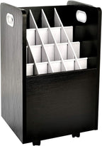 AdirOffice Adir Blue Print Storage Organizer - Mobile Roll File Cart, Construction Plan Holders, Blueprint Cabinet with Wheels, Roll Files Storage for Office and Home (20 Slots, Black)