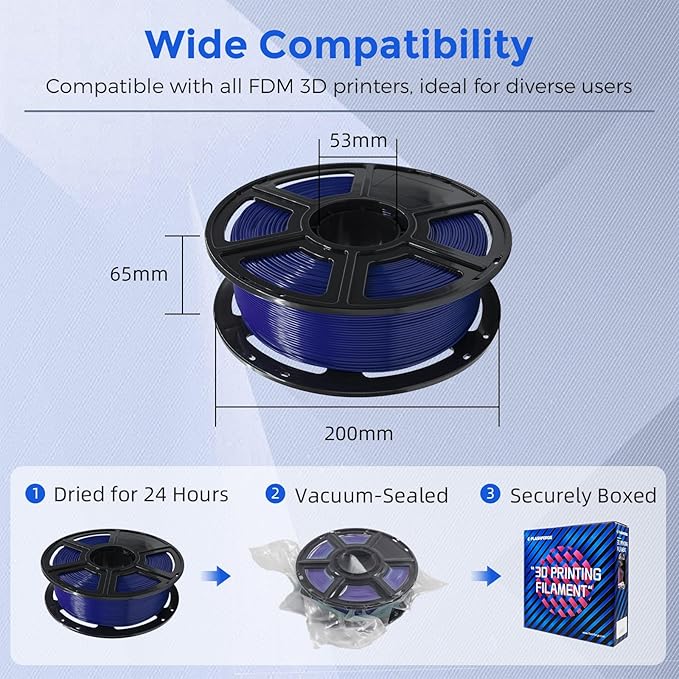 FLASHFORGE PETG Pro Filament 1.75mm Blue, 3D Printer Filament 1kg (2.2lbs) Spool, Dimensional Accuracy +/- 0.02mm, 3D Printing Filament for Various Mechanical Parts, Waterproof Parts