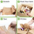 HexcelPack HexaFil Honeycomb Packing Paper - Eco-Friendly, Sustainable Filler for Shipping and Moving, Cushioned Packing Material in Dispenser Box, Alternative to Bubble Wrap - White, 12" x 1700'