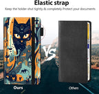 Car Registration and Insurance Holder, Leather Car Glove Box Organizer, Cool Car Accessories for ID, Driver's License Cards & Essential Document,business cards,Men&Women,Black Cat