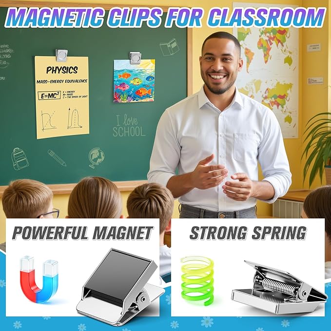 24 Pack Large Magnetic Clips Heavy Duty, Strong Magnet Clips for Notes, Fridge Magnets, Refrigerator Magnets Clip for Organization, Chip Clip Magnets for Whiteboard, Classroom, Cruise, Office
