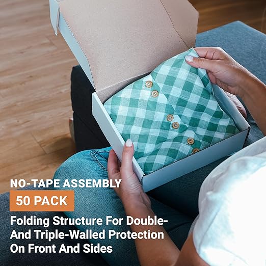 Box USA 8" Deluxe Shipping Boxes, 8"L x 5 1/2"W x 4"H, 50-Pack - White Box Mailers for Packaging, Storage, Gifts or Bulk Business Orders