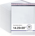 White Extra Large Poly Bubble Mailers 14.25x20 inch #7 | Self Seal Large Padded Envelopes | Air Cushioned Bubble Mailer | Usable Size 14.25x19 |Lightweight Mailing Shipping Bags | 50 Pack Bulk