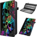 Car Registration and Insurance Holder, Leather Car Glove Box Organizer, Cool Car Accessories for ID, Driver's License Cards & Essential Document,business cards,Men&WomenColorful Rose Flower Skull