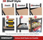 HOMEDANT 5 Tier Storage Shelves Adjustable Laminated Boltless Garage Metal Shelving Unit Heavy Duty Utility Rack Shelf Warehouse Pantry Closet Kitchen (3, (XL Deep) 48.1" W, Black)