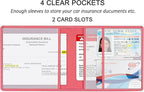 Car Registration and Insurance Holder, Premium PU Leather Vehicle Glove Box Car Organizer Men Women Wallet Accessories Case for ID, Driver's License - Pink