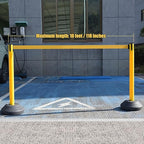 6 Pack Premium Crowd Control Stanchion Set, 40" H Delineator Post with 10' Feet Retractable Belt, Heavy-Duty Base, Safety Rope Barriers for Traffic Queue (Water Filled Base, Yellow)