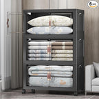 Extra Large Stackable Storage Bins with Lids & Wheels & Door, 480QT-160QT/40GAL*3Pack Foldable Collapsible Closet Organizers, Plastic containers drawers for bedroom Dorm
