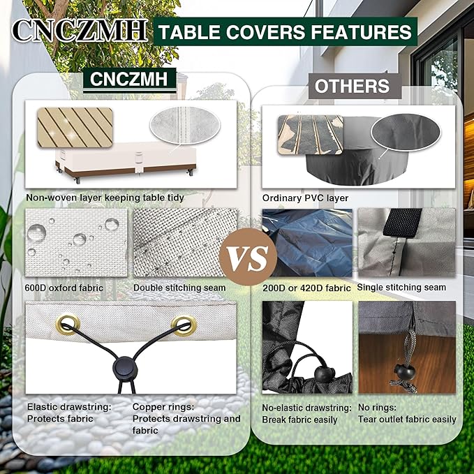 Heavy Duty Patio Furniture Covers Waterproof, 600D Outdoor Furniture Cover Waterproof for Sectional Sofa Couch, Outdoor Dining Table and Chair Set Covers 110''L x 84''W x 28''H, Beige Brown
