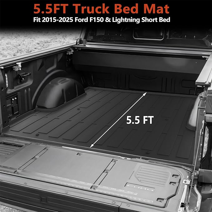 KARPAL Truck Bed Mat for Ford F150 & Lightning 2024-2026 5.5FT Bed, All Weather TPE Truck Bed Liner Cargo Trunk Accessories for F150/Lightning