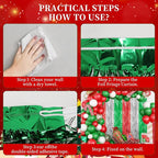 3 Pack Foil Fringe Backdrop - Shiny Tinsel Curtains for Party Decoration/Photo Booth Props - 3.3x8.2FT Metallic Foil Backdrop for Birthday, Wedding, Graduation, Christmas-Red&Silver&Green