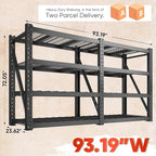 Bepatio 93" W 4-Tier Industrial Garage Shelving 9348LBS Heavy Duty Shelving with 2337LB/Shelf Metal Shelving Unit for Warehouse,Basement, Commercial Shelves,Garage Storage,Black