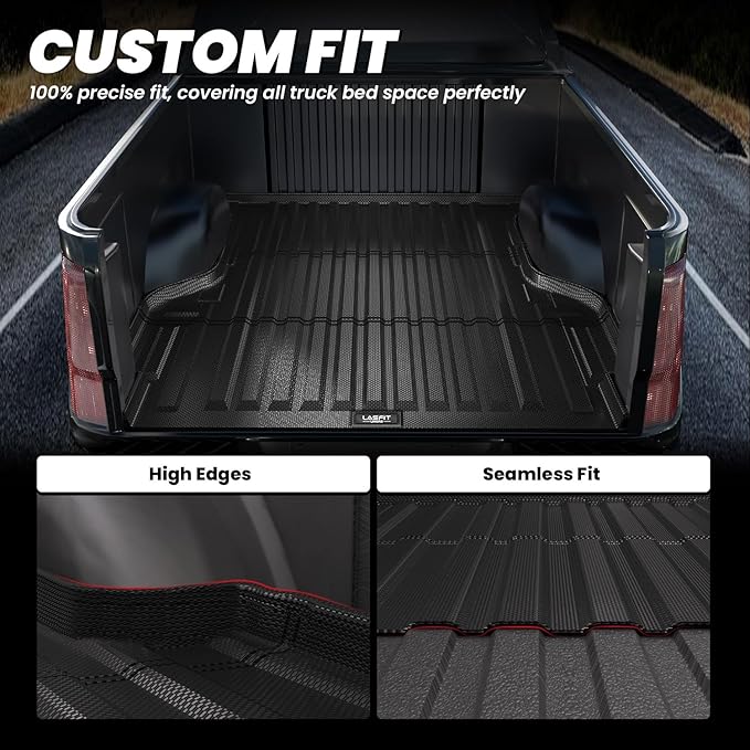 LASFIT 5.0ft Bed Mat for Ford Ranger 2023 2022 2021 2020 2019 Truck Bed TPE All Weather Protector Easy Clean Durable Bed Liner - Not Fit for Drop in Bedlienr