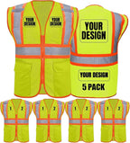 BeautyWill Custom Safety Vest Customized Logo Class 2 High Visibility Reflective Vest with Pockets Construction workwear