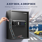 Heavy Duty 103 Keys Electronic Key Lock Box with Anti-Theft Deposit Key Slot & Key Out Tags, Key Cabinet Wall Mount with Code for Home Office