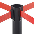 Yaheetech 2-Pack Stanchion Post Rope Barriers - Heavy Duty Black Crowd Control Stanchions 36-Inch Height with 6.5 Feet Red Retractable Belt Easy Connect Assembly
