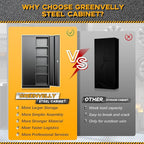 Greenvelly 72" H Metal Storage Cabinet, 32" W x 16" D Black Metal Cabinet with 2 Doors and 4 Adjustable Shelves, Locking Cabinets for Office, Home, Garage, School